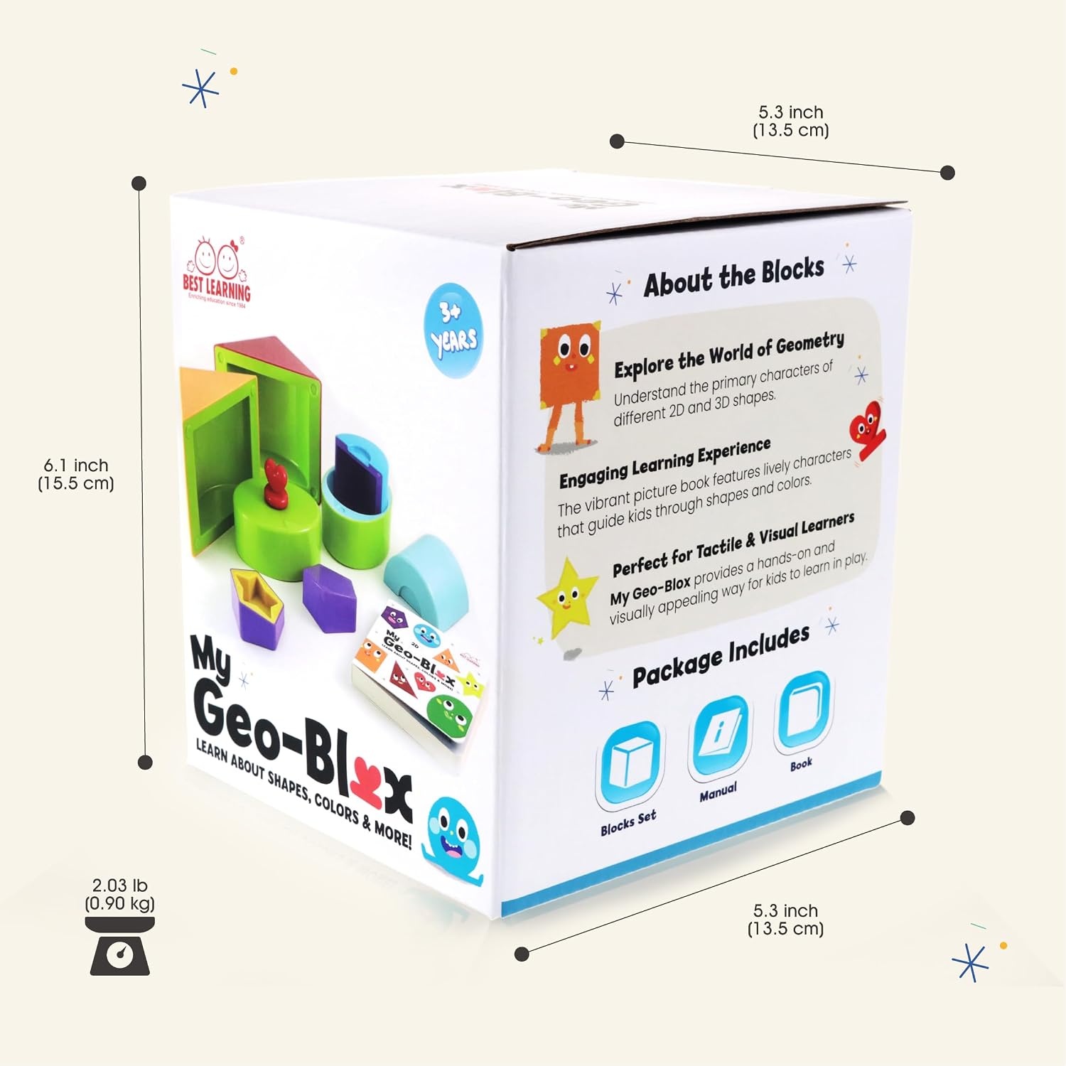 image:imageBEST LEARNING My GeoBlox  Sorting and Building Blocks to Learn Colors and Shapes for Children 3 Years  Cardboard Book Included  Building Toys for Boys and Girls as Birthday Present